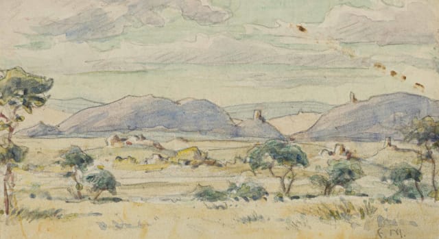 Erich Mayer; Landscape with Trees and Distant Mountains