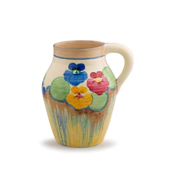 Clarice Cliff; Bizarre lotus jug with 'Pansies' pattern