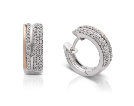18k two-tone gold diamond hoop earrings