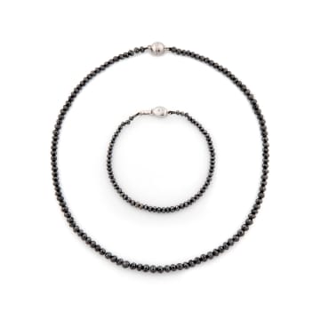 18k white gold black diamond necklace and bracelet
