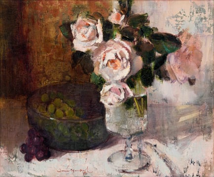 Irmin Henkel; Still Life with Grapes and Roses