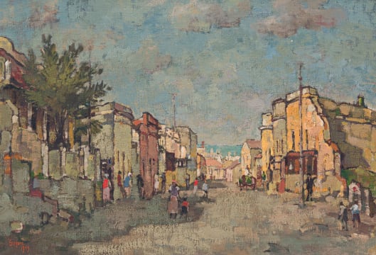 Gregoire Boonzaier; Tafelbaai vanaf Chiappini Straat, Slamsebuurt