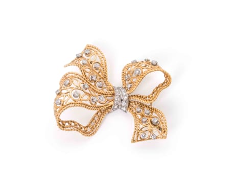 18k two-tone diamond brooch