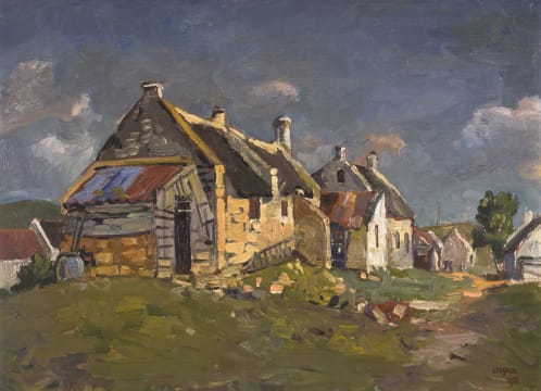 Gregoire Boonzaier; Visserhuisies, Struisbaai (Fishermen's Cottages, Struisbaai)