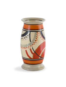 Clarice Cliff; Bizarre vase with 'Red Carpet' pattern