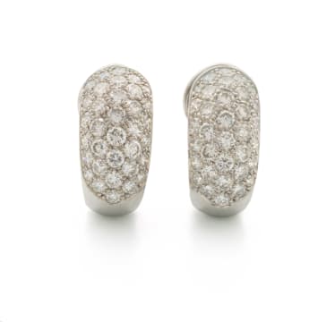 18k white gold diamond hoop earrings