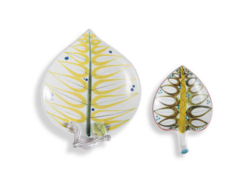 Stig Lindberg; Pair of leaf plates