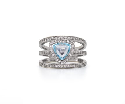 14k white gold topaz and diamond ring