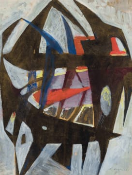 Angular Abstract with Black and Red by Armando Baldinelli | Strauss & Co