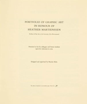 Various Artists; A Portfolio of Graphic Art in Honour of Heather Martienssen