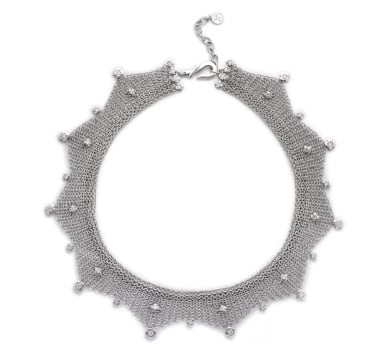 18k white gold diamond mesh necklace