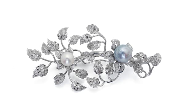 Diamond and pearl brooch