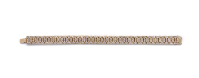 18k two-tone diamond flat bracelet