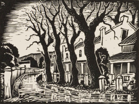 David Botha; Street Scene with Houses and Trees