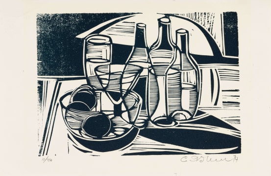 Cecil Skotnes; Still Life with Wine Bottles