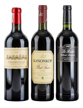 Bordeaux Collection; Boekenhoutskloof, Kanonkop, Le Riche; 1998, 2004, 2007; 3 (1 x 3); 750ml