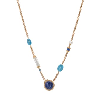 Taz Watson Jewellery; 18k yellow gold tanzanite necklace, Taz Watson
