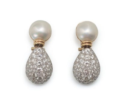 Diamond and pearl earrings