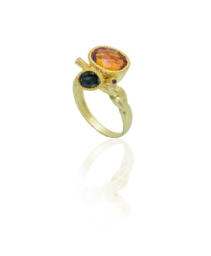 Eric Loubser; 18k yellow gold citrine and tourmaline ring, Eric Loubser
