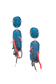 Eric Loubser; 9k yellow gold and copper drop earrings, Eric Loubser