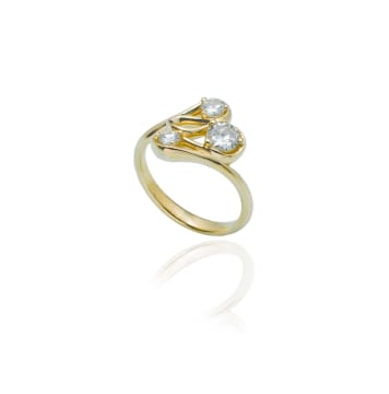 Lilja Hastie; 14k yellow gold three stone diamond ring, Lilja Hastie