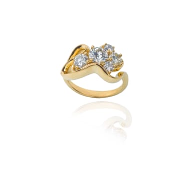 Lilja Hastie; 14k yellow gold five stone diamond ring, Lilja Hastie