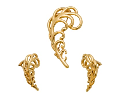 Paloma Picasso - Tiffany & Co; Paloma Picasso feather brooch and earring set