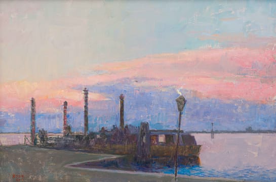 Francois Roux; Ferry at Sunset