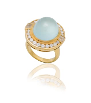 Moonstone and diamond dress ring