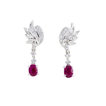 Ruby and diamond drop earrings