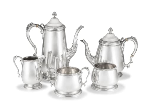 A sterling silver five-piece tea and coffee service