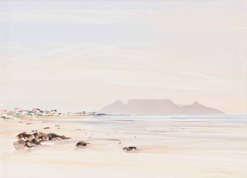 Derric van Rensburg; Coastal Landscape with Table Mountain in the Distance