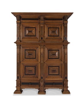 A Dutch oak and ebony kussenkast, 19th century