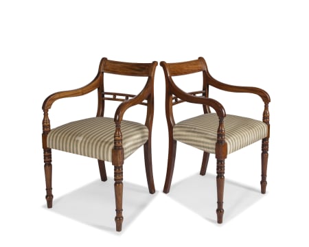 A pair of Georgian style mahogany carvers, early 19th century