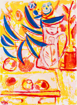 Thijs Nel; Abstract Still Life with Jug and Fruit