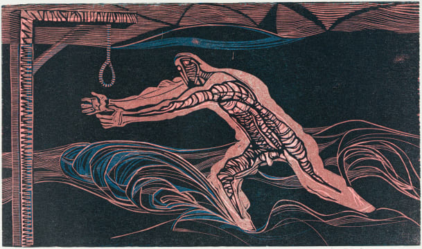 Cecil Skotnes; The Gunner Makes Land, from The White Monday Disaster portfolio