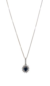 Sapphire and diamond cluster necklace