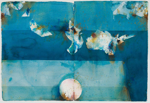 Louis van Heerden; Abstract Composition in Blue and Yellow, diptych