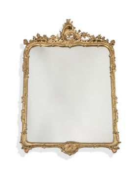 A Rococo style carved giltwood overmantel mirror, 19th century
