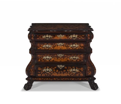A Dutch walnut and marquetry chest of drawers, 19th century