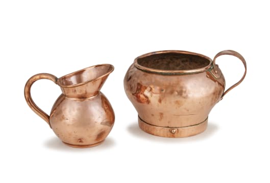A copper vessel and jug