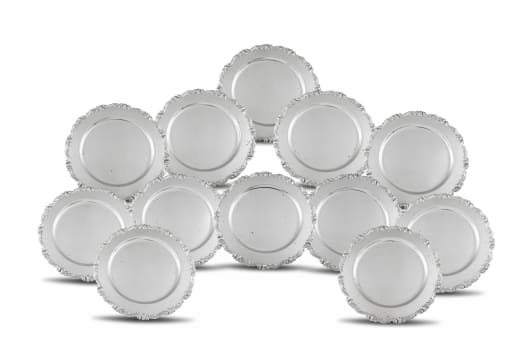 A set of twelve Peruvian silver underplates, Camusso, 20th century