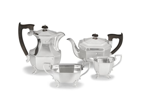 A George VI silver four-piece tea and coffee service, Viners Ltd, Sheffield, 1945