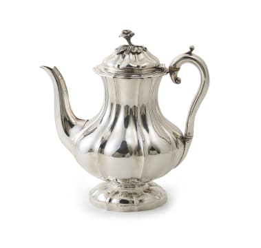 A George IV silver coffee pot, Charles Fox II, London, 1829
