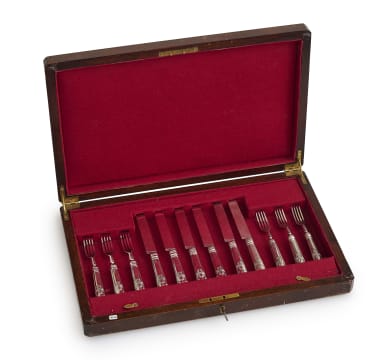 A Victorian silver Queen's pattern fruit-set, Elizabeth & John Eaton, 1858