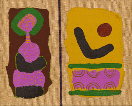 Walter Battiss; Abstract Composition with Figure in Pink