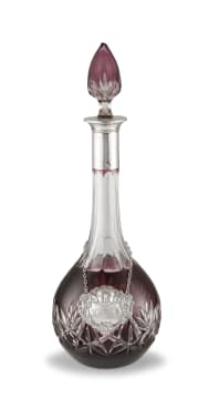 A George V silver-mounted cut-glass decanter and stopper, Henry Perkins, London, 1932