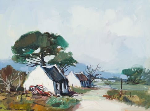Wessel Marais; Farm Landscape with Cottages