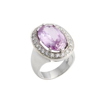 Kunzite and diamond ring