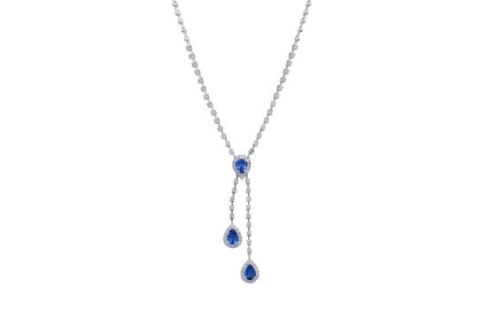 Tanzanite and diamond tennis necklace